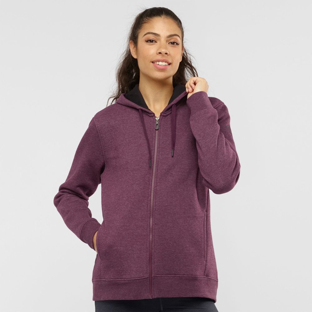 Sweatshirt À Capuche Salomon Femme Bordeaux - Salomon ESSENTIAL WARM SALOMON - France (6450-HGPXN)